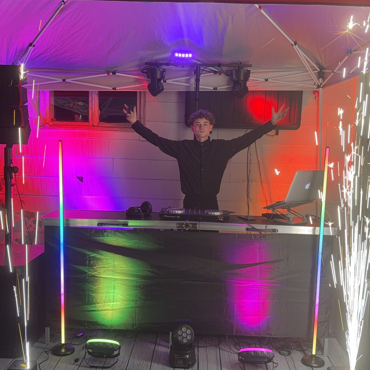 Parker's Pit DJ Service with lights and cold sparks